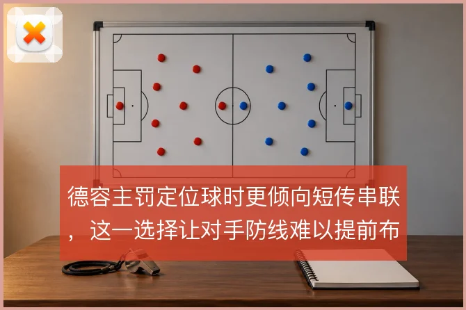 德容主罚定位球时更倾向短传串联，这一选择让对手防线难以提前布防